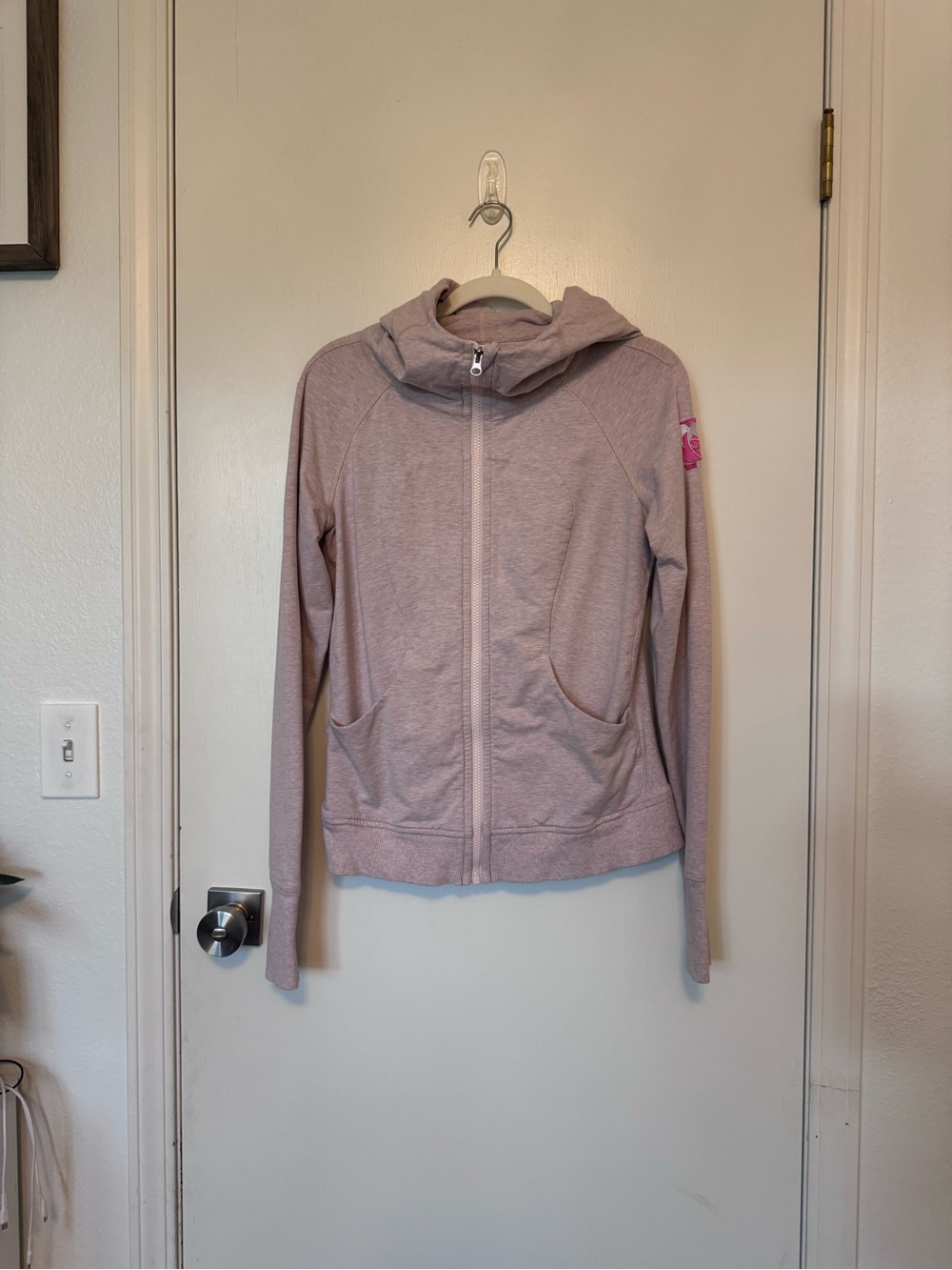 Lululemon lightweight full zip hoodie with Fast and Female logo on arm
